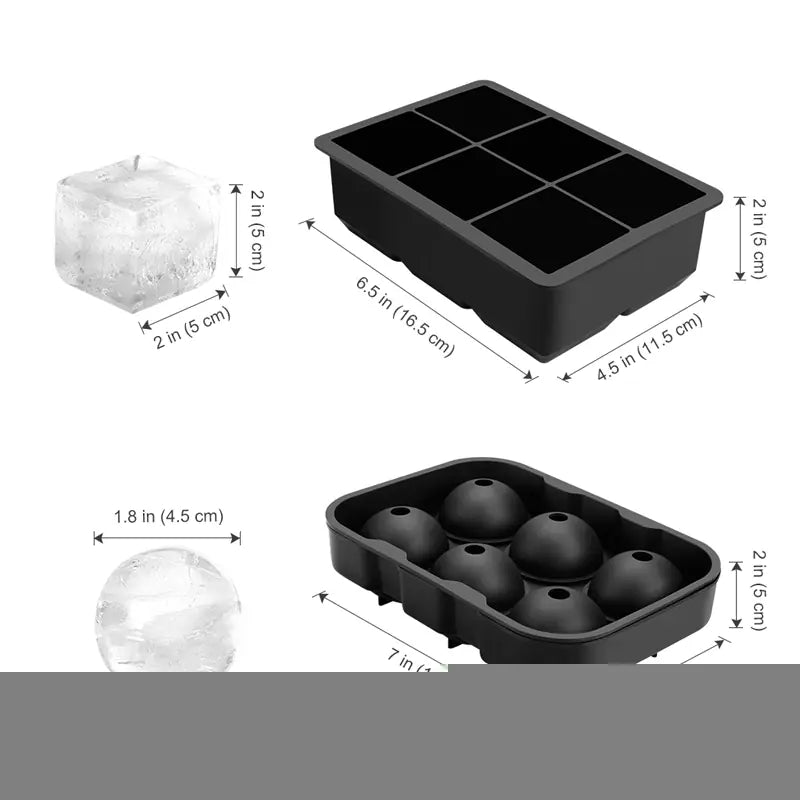 Silicone Ice Cube Tray with 6 Sphere Molds and Lid